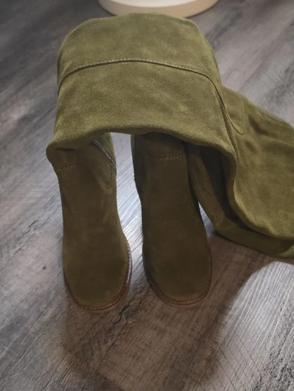 Kelsi Dagger Over-the-Knee Suede Heel Boot - Olive Size 5.5